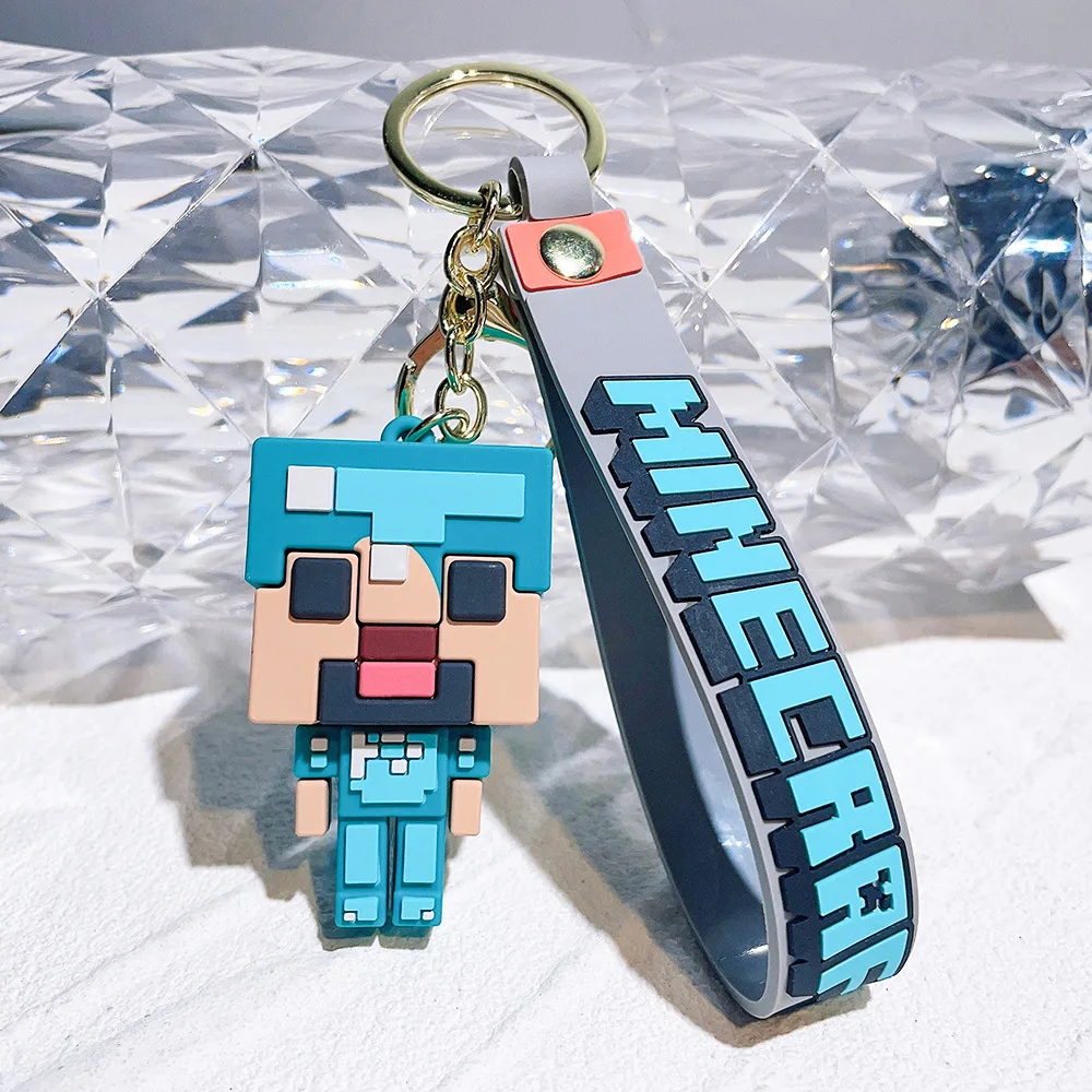 My World Soft Glue Pendant Keychain Car Pendant Cartoon Doll Pvc Building Blocks Classic New Fashion Keychain