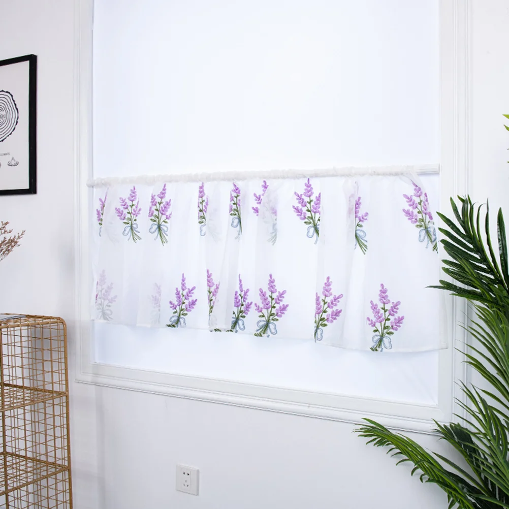 

Embroidery Short 100X50Cm Sunlight Blocking Window For Home Living Room Bedroom Decorative Half Curtain Household Blackout