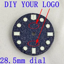 Custom LOGO NH35 DIAL blue starry sky dial modification C3, BGW9 night light suitable for NH35 diving 200m can 007, etc. 28.5mm