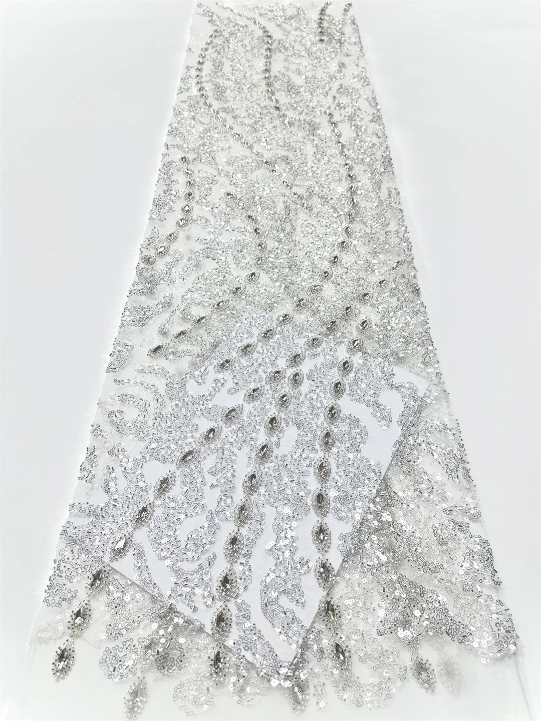 African 2026 High Quality Mesh Sequins Embroidery Heavy Beads Stones Tulle Nigerian Net Lace Fabrics For Bridal Material Wedding