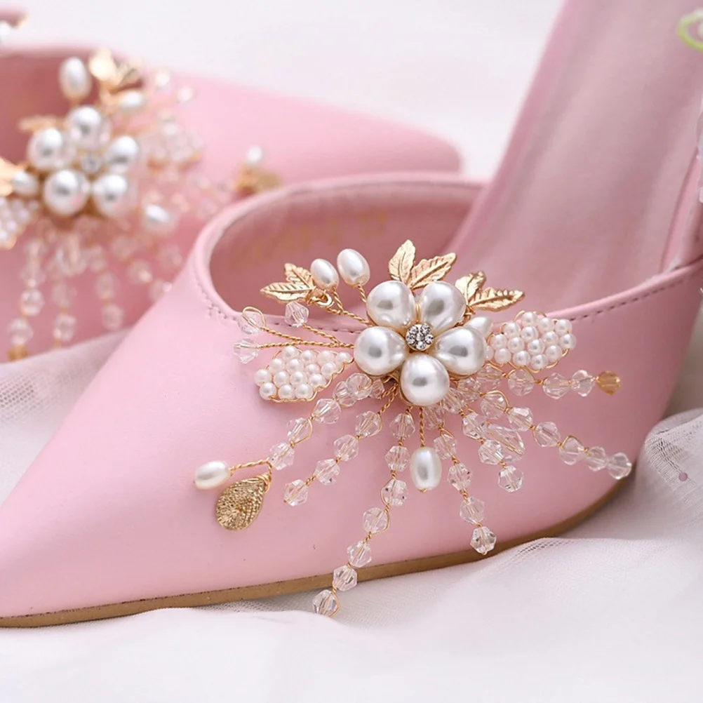 

1pcs 1 Pair Imitation Pearl Adornment Bride Decoration Delicate Buckle Wedding Party Durable Shoe Ornament Metal Shoe Buckle