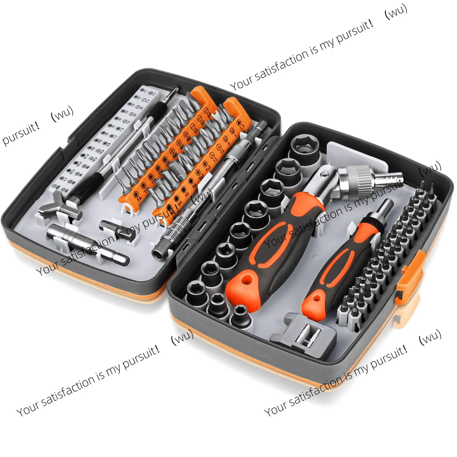 

Ratchet screwdriver set 68 in 1 hexagonal cross torx magnetic screwdriver head tough ratchet handle extension rod storage box