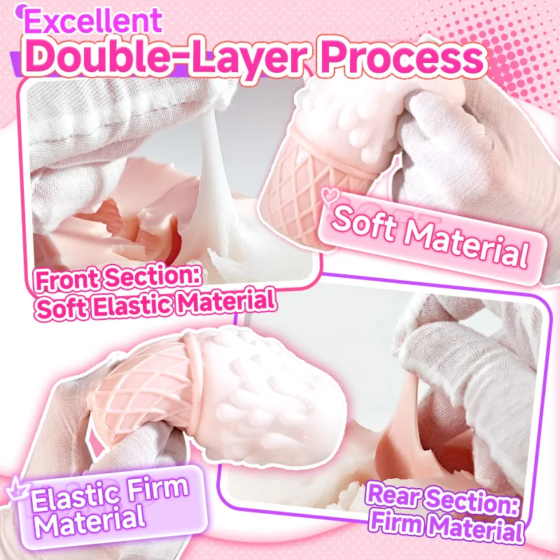 YUU الآيس كريم شكل الاستمناء للذكور لعبة الجنس المخفية جيب كس أنيمي المهبل مص لعبة الاستمناء للرجال لينة المحمولة #5