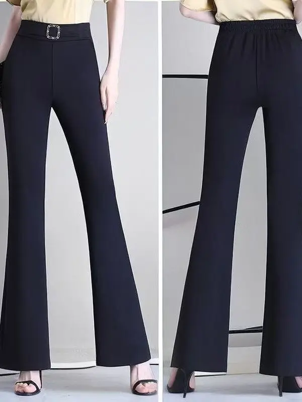 ارتفاع الخصر بنطال ذو قصة أرجل واسعة المرأة الشارع Sle ربيع الخريف التخسيس حجم كبير قطع مستقيمة ثنى تخفيف Faion السيدات #4