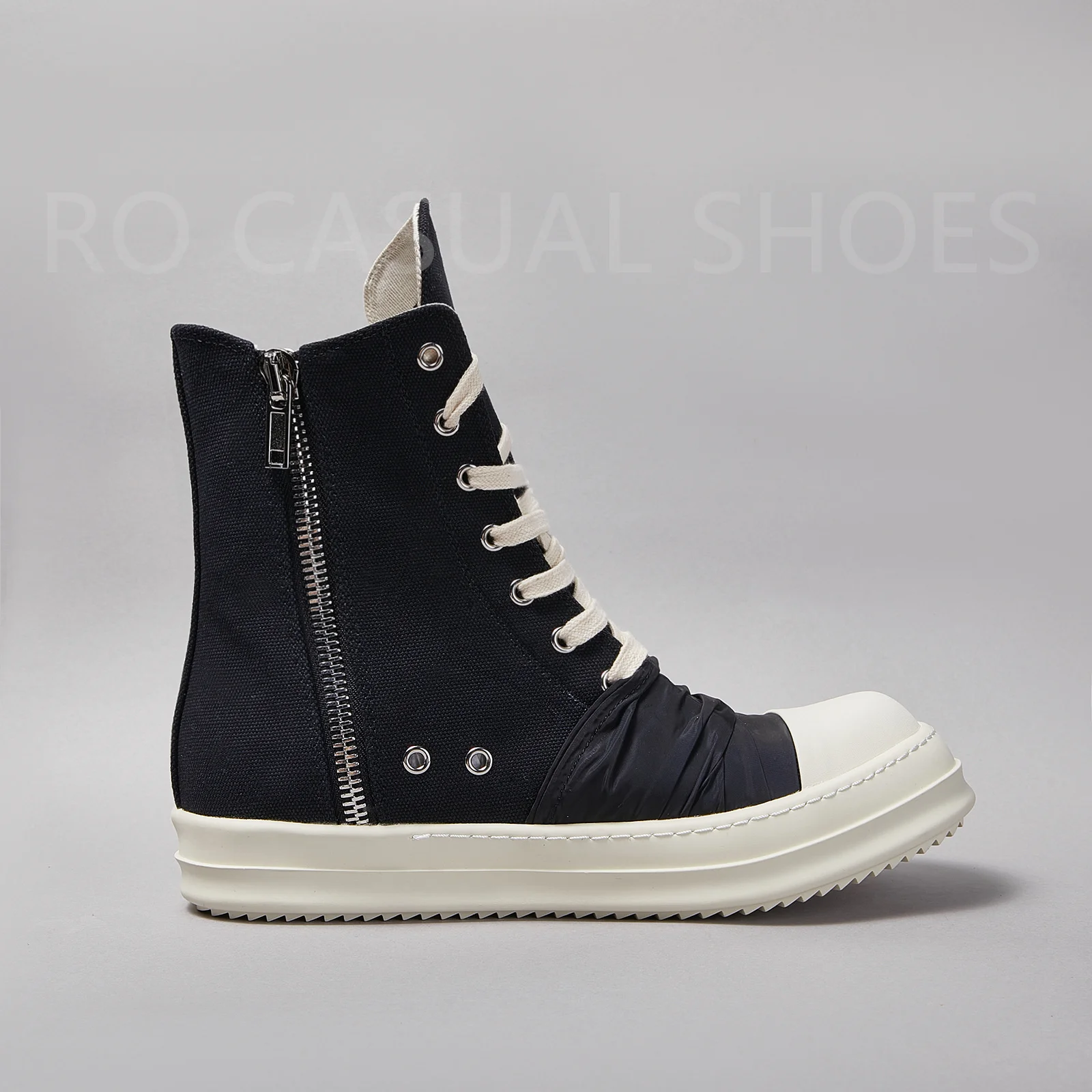 Ricks Outdoor Luxury Pleated Canvas High Top Quality Owens Men Shoe Lace Up Women Sneaker Casual Owens Design boots & Shoes