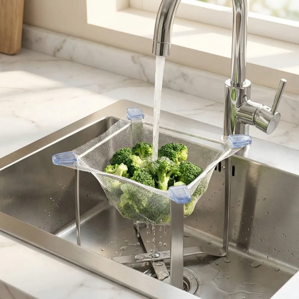 Stainless Steel Kitchen Sink Strainer Elastic Anti-Clogging Lightweight Sink Strainer Net Bags Disposable Mesh