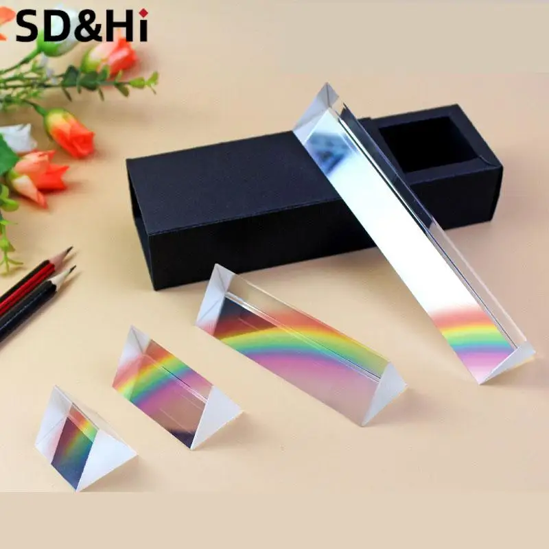 1pc Triangular Prism Rainbow Prism Crystal Glass Photographic Color Physics Children's Light Experiment