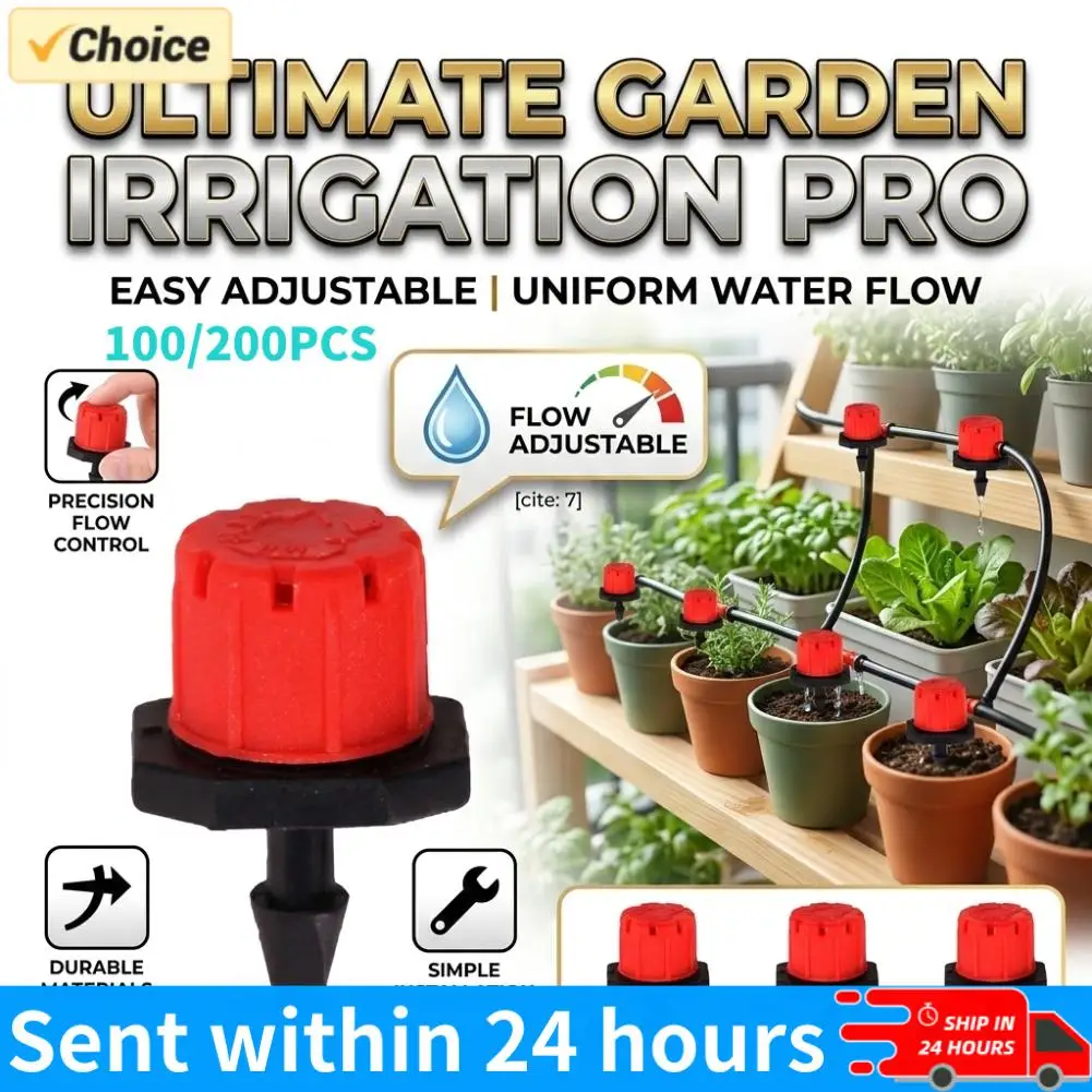 

100/200 шт. регулируемых капельниц для микроорошения, водосберегающие, с защитой от засорения, практичная система охлаждения