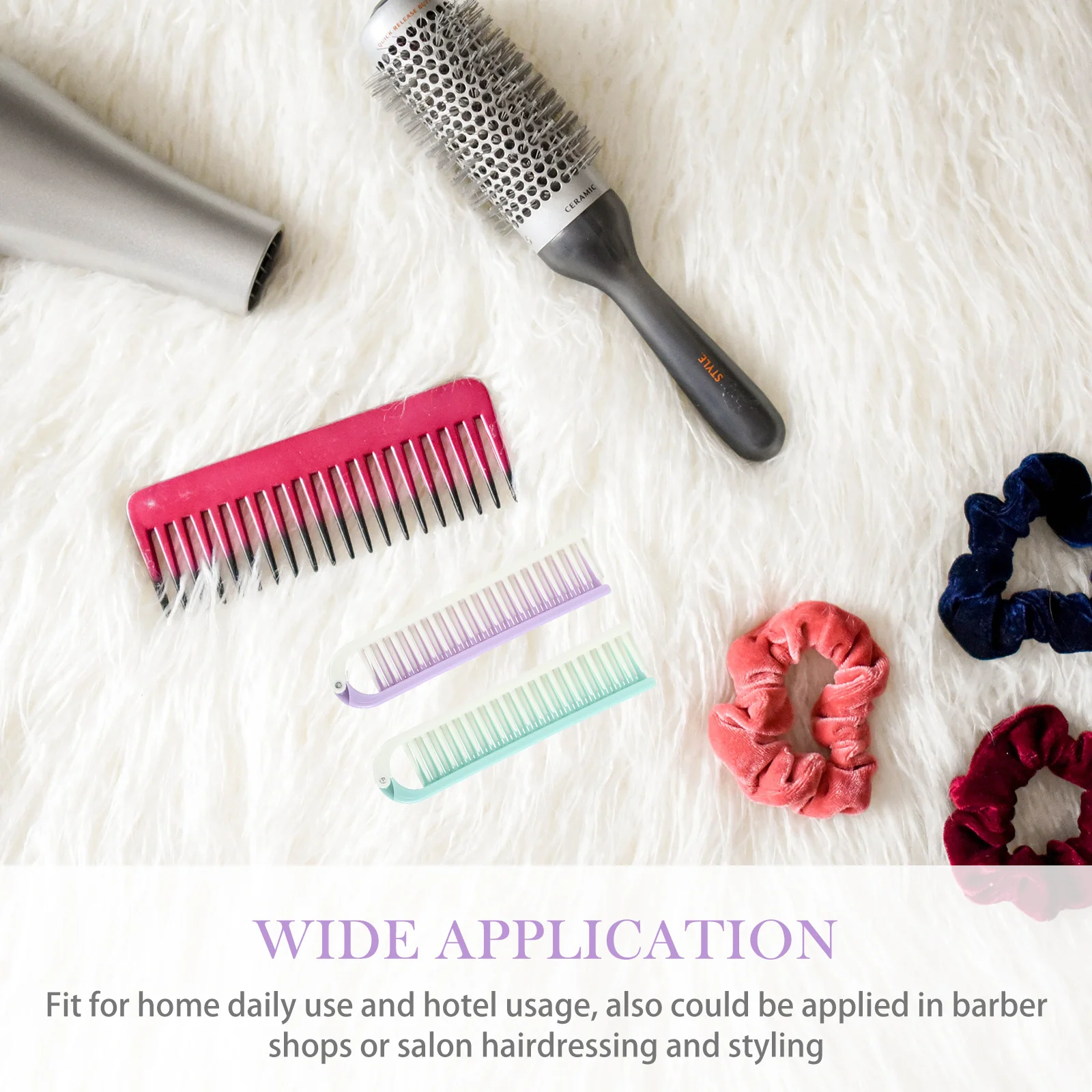 2 قطعة مشط شعر محمول قابل للطي مضاد للكهرباء الساكنة، أمشاط تصفيف الشعر ذات الأسنان المغلقة، هدية مثالية للسفر للشعر المستقيم والمجعد السميك #3