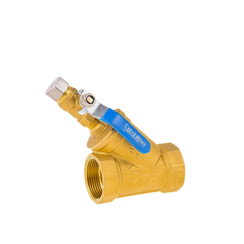 1/4 3/8 1/2 3/4 1 Inch BSP Female Brass Y-type Drain Filter Screen With Or Without Ball Valve For Booster Pump Heating Pipeline