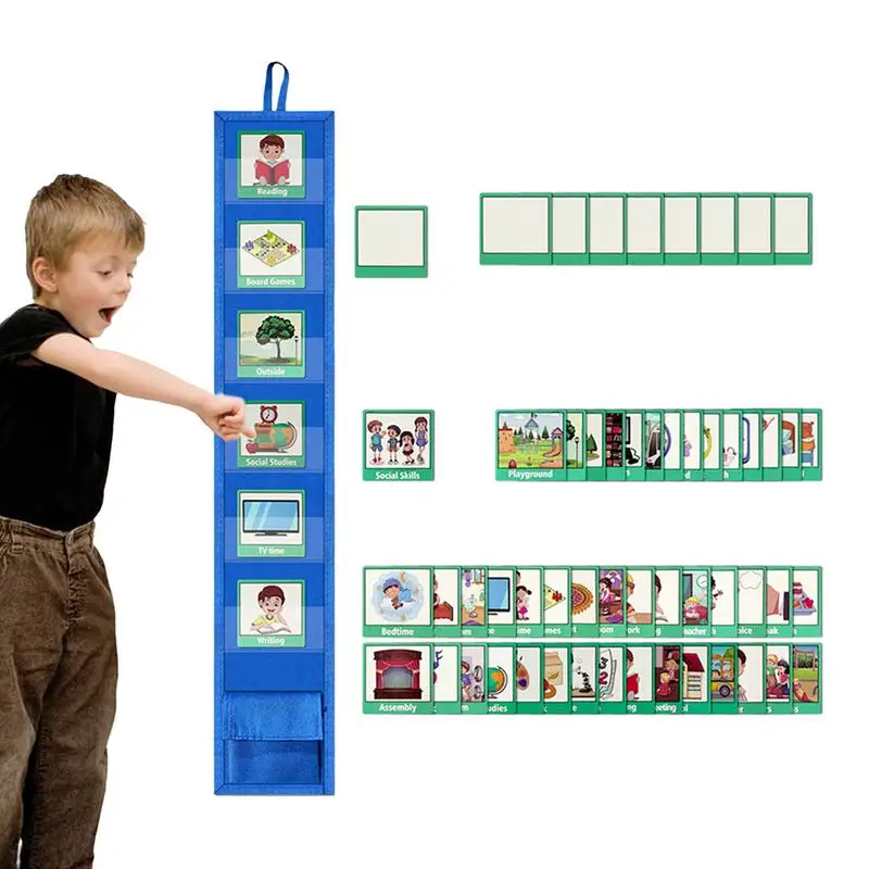 Imagem -03 - Mini Visual Schedule Pocket Chart Bedtime Router Travel Schedule com 45 Atividade e Cartões em Branco