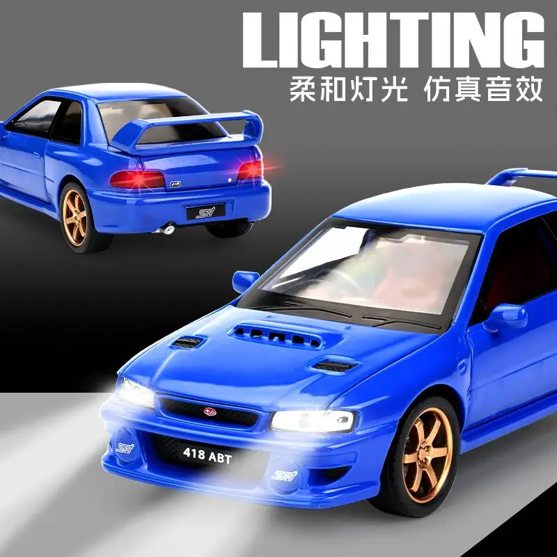 1:32 Impreza WRX STI Alloy Metal Diecast Model Car Sound And Light Pull Back Birthday Gift For kids