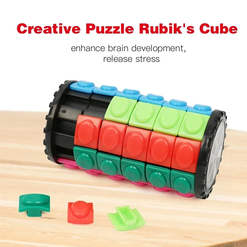 3D Cylinder Rotate Slide Logic Restless Hand Game Puzzle Fidge Toy Magic Cube Stem Educational Toy for Kid Stress Release