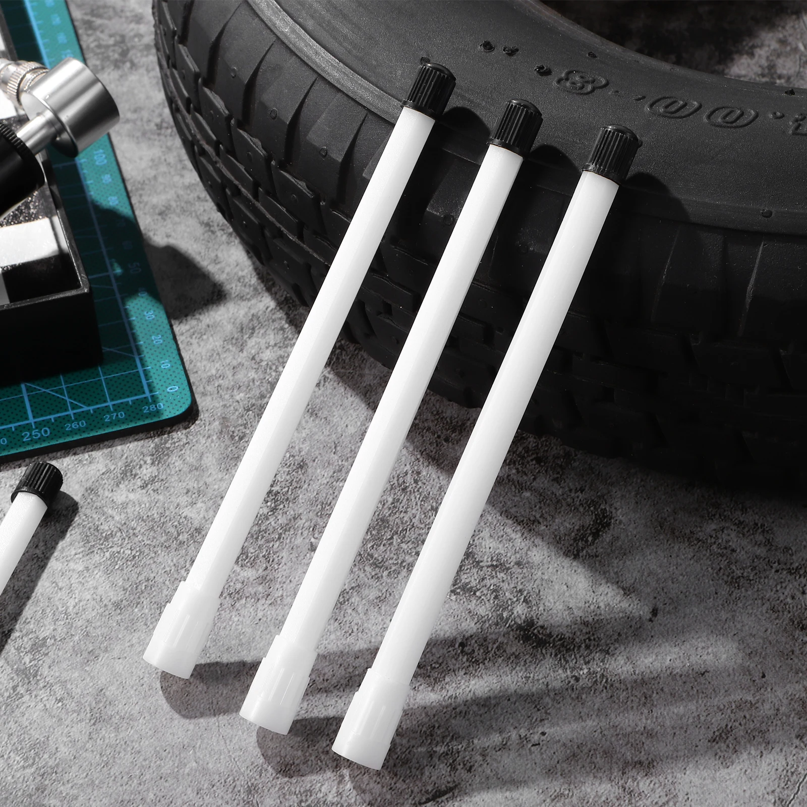

10pcs Tire Valve Extension Rod 150mm White Plastic Nozzle Adapter Bike Scooter Repair Tools Valve Stem Extender