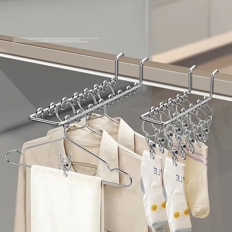 New Stainless Steel Window Net Clothespin Laundry Hanger Clothesline Sock Towel Bra Drying Rack Clothes Peg Hook Airer Dryer