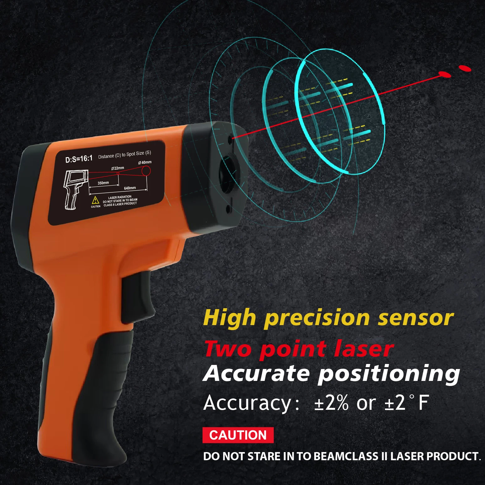 LCD Industrial Electronic Thermometer NonContact -50~600°C Digital Laser Temperature Meter Gun Laser Point Infrared Thermometer