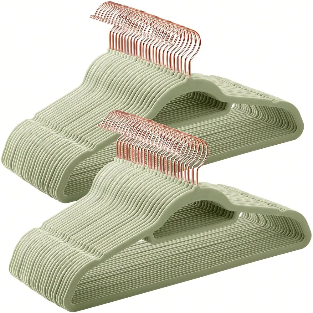 Perchas de terciopelo, juego de 50 perchas para ropa con gancho giratorio negro, antideslizantes, 17.1 pulgadas de largo para abrigos, camisas, vestidos, pantalones, corbatas, color lima