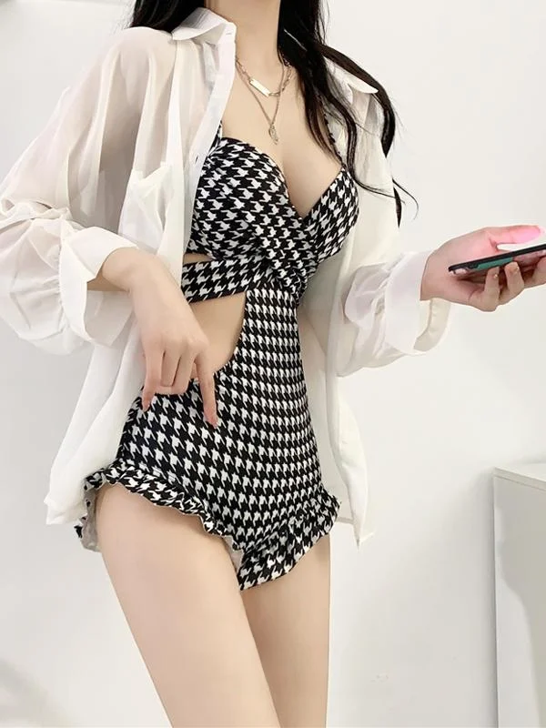 

Сексуальный купальник-бикини в стиле Ins для женщин, скрывающий живот, для горячих источников, повседневный, для плавания