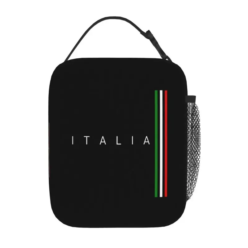 Custom Flag of Italy Insulated Lunch Bag Reusable Thermal Oxford Lunch Box for Women Girls Boys School Work Picnic Camping