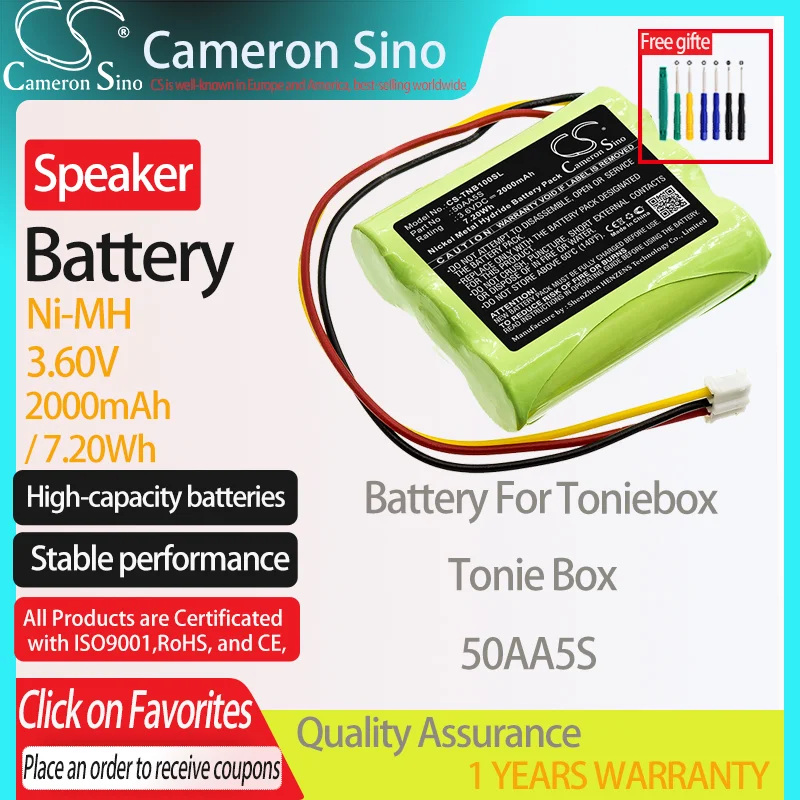 CameronSino Battery for Toniebox Tonie Box fits Toniebox 50AA5S Speaker Battery 2000mAh/7.20Wh 3.60V Ni-MH Green