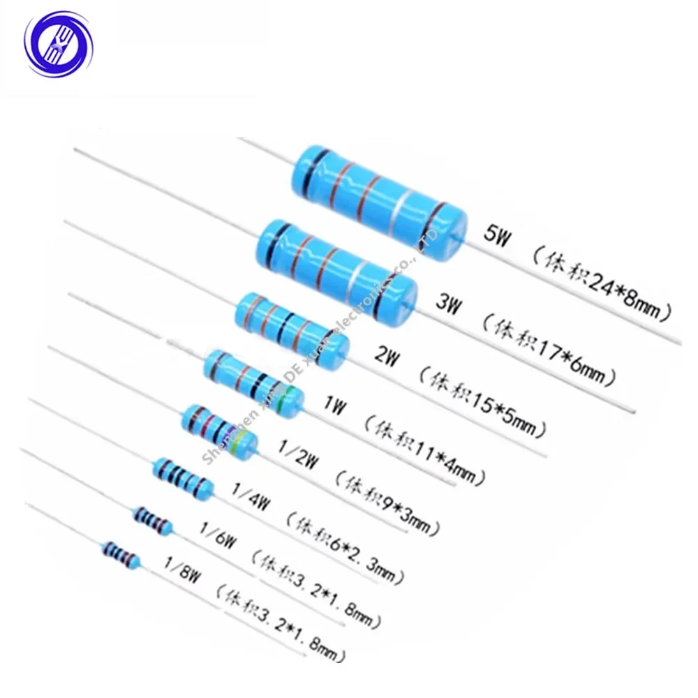 1000 قطعة 0.25 واط 1/4 واط 1% مقاومات فيلم معدنية 10 12 15 18 20 22 24 27 30 33 36 39 43 47 51 56 62 68 75 82 91 K R E أوم