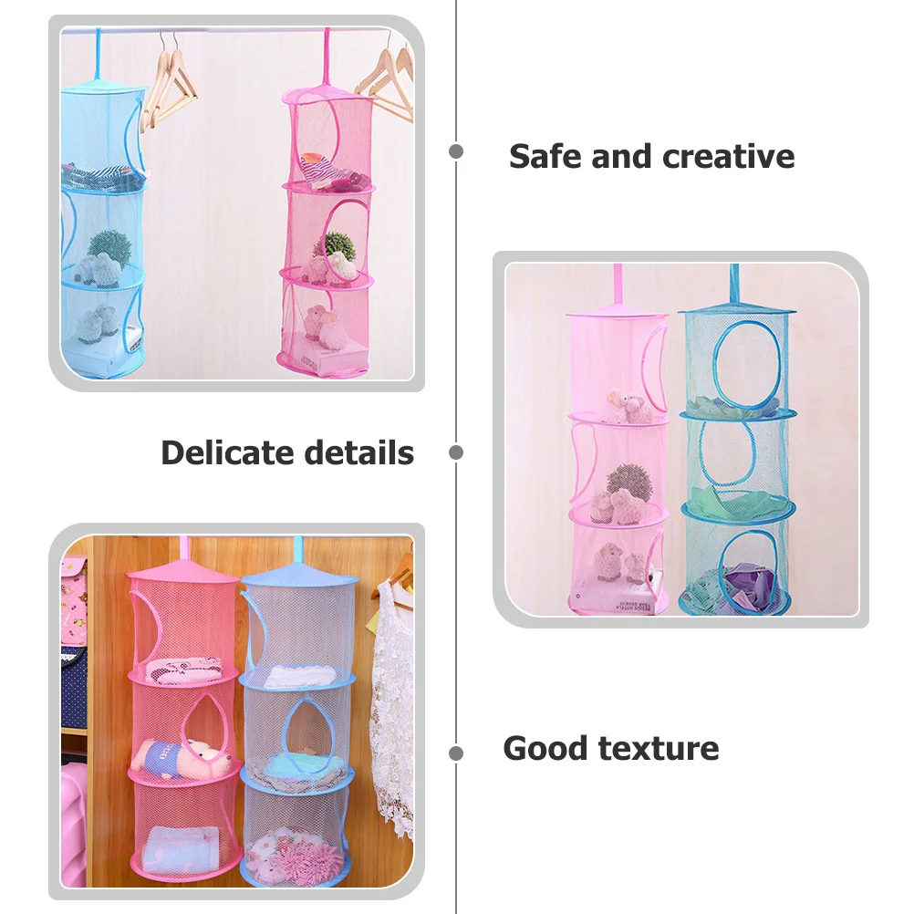 

Hanging Mesh Storage Bag 3 Layer Organizer Multi-Purpose Foldable Space Saving for Socks Underwear Home Dormitory
