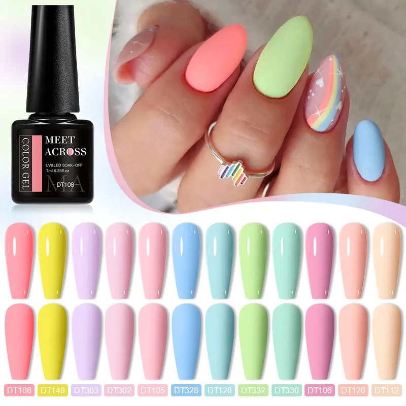 

12PCS/Set 7ML Gel Nail Polish Set Summer Macaron Color Nude Pink Purple Red Glitter Nail Gel Semi Permanent UV LED Varnish