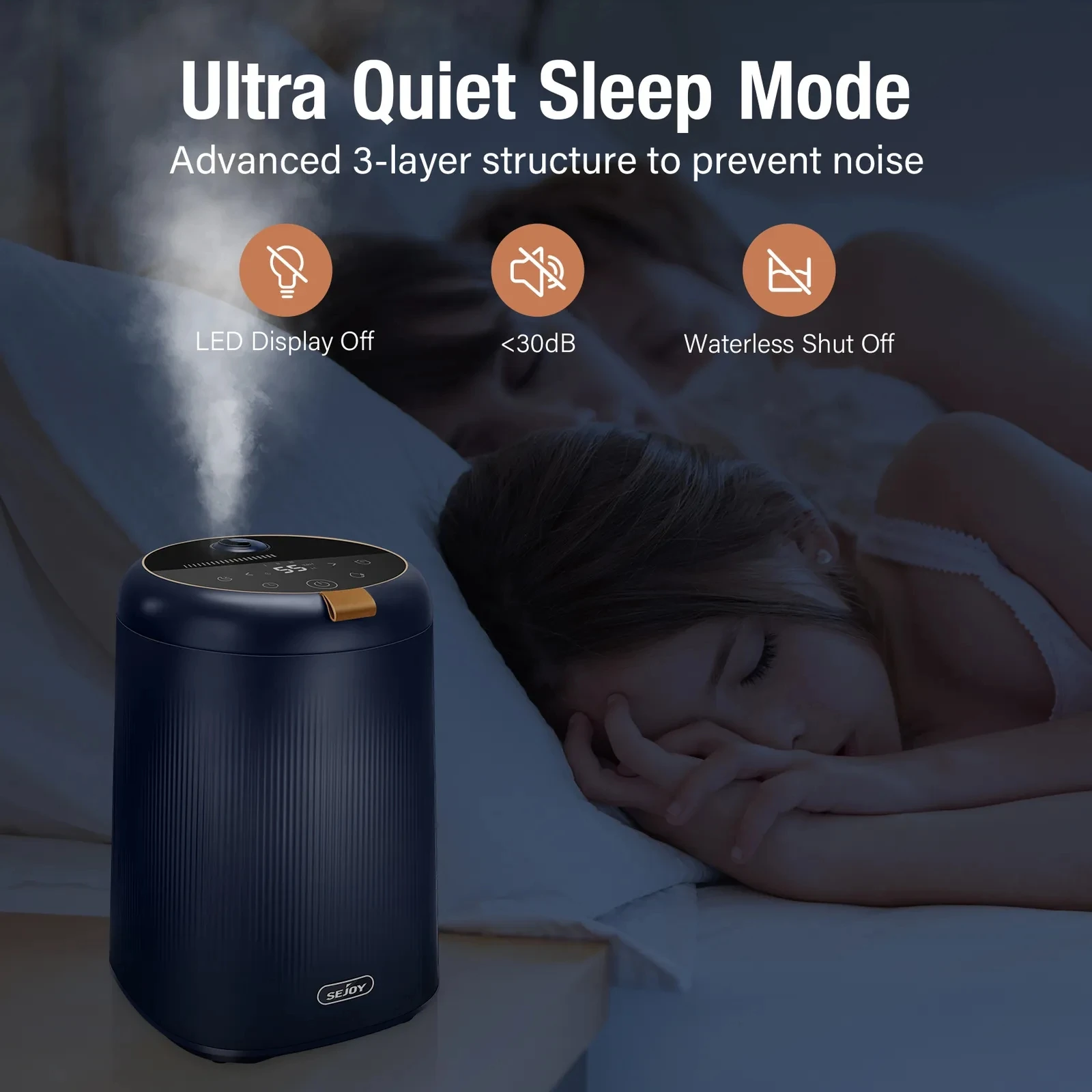 Sejoy-Humidificateur d'air chaud et froid à ultrasons, diffuseur silencieux, remplissage supérieur, chambre à coucher, grande pièce, maison, 1.05 gallons