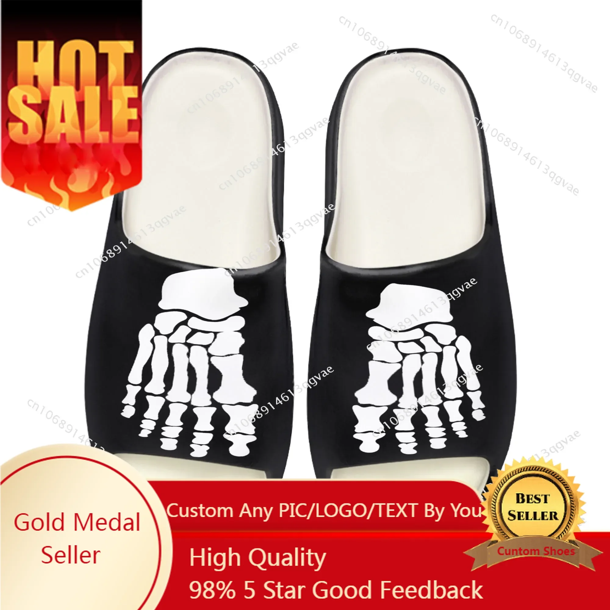 

Skeleton Feet Prints Soft Sole Sllipers Home Clogs Customized Water Shoes Mens Womens Teenager Stepping on Shit Bathroom Sandals