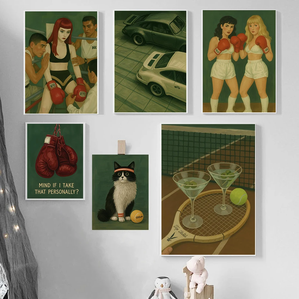 Abstract Female Boxer Feminist Sport Posters Minimalism Modern Prints Canvas Painting Wall Art Pictures Home Living Room Decor