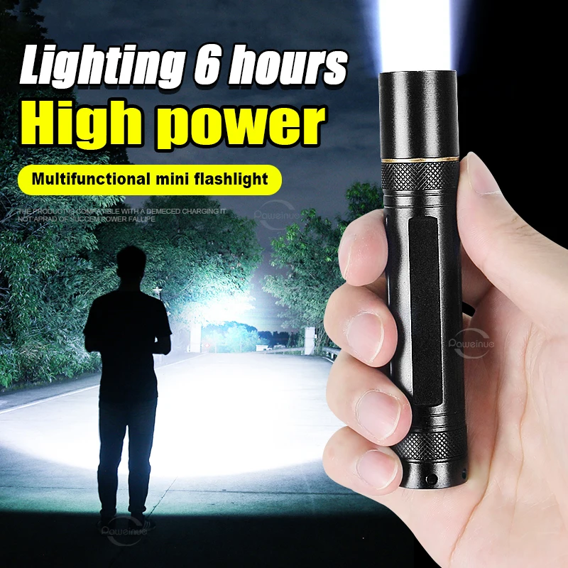

T6 Mini LED Torch 18650 Rechargeable Portable Flashlight Strong Light Home Outdoor Small Flashlight Emergency Lighting Hiking