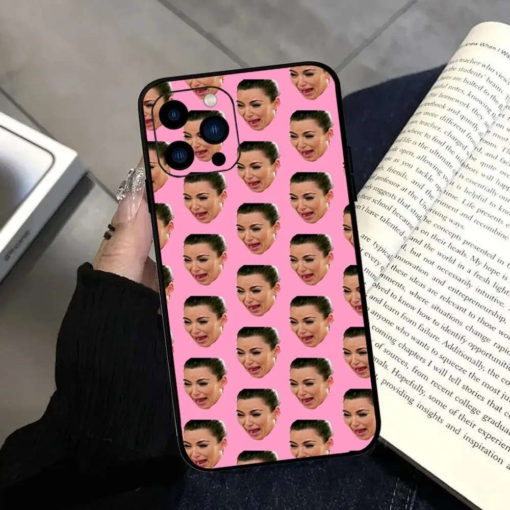 K-Kim K-Kardashian Actress  Phone Case  For iPhone 11 12 13 14 15 Pro Max Mini Plus XS XR X Black Silicone Soft Case