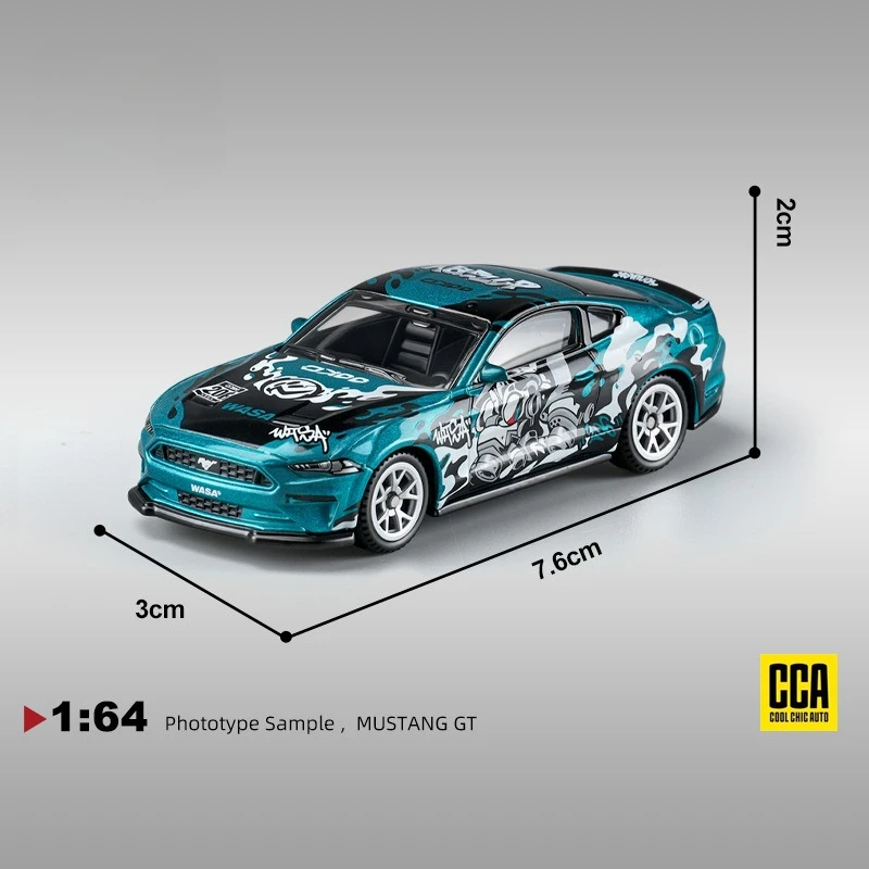 

Ford Mustang GT WASA CCA Simulated Alloy Toy plaything 1:64 Decal Sports Car Model Vehicle Collectible Display Miniature Voiture