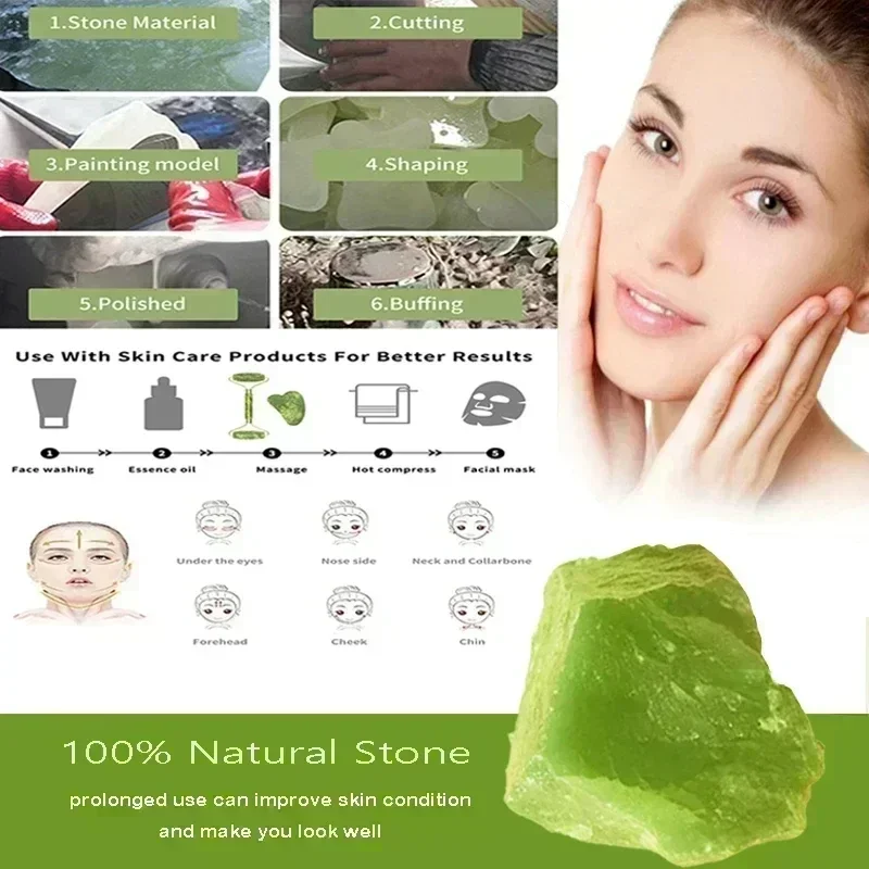 Natural Jade Roller Face Gua Sha Natural Stone Body Neck Massager Acupoint Eye Care Spa Massage Tools Massage Visage Lifting, image 6