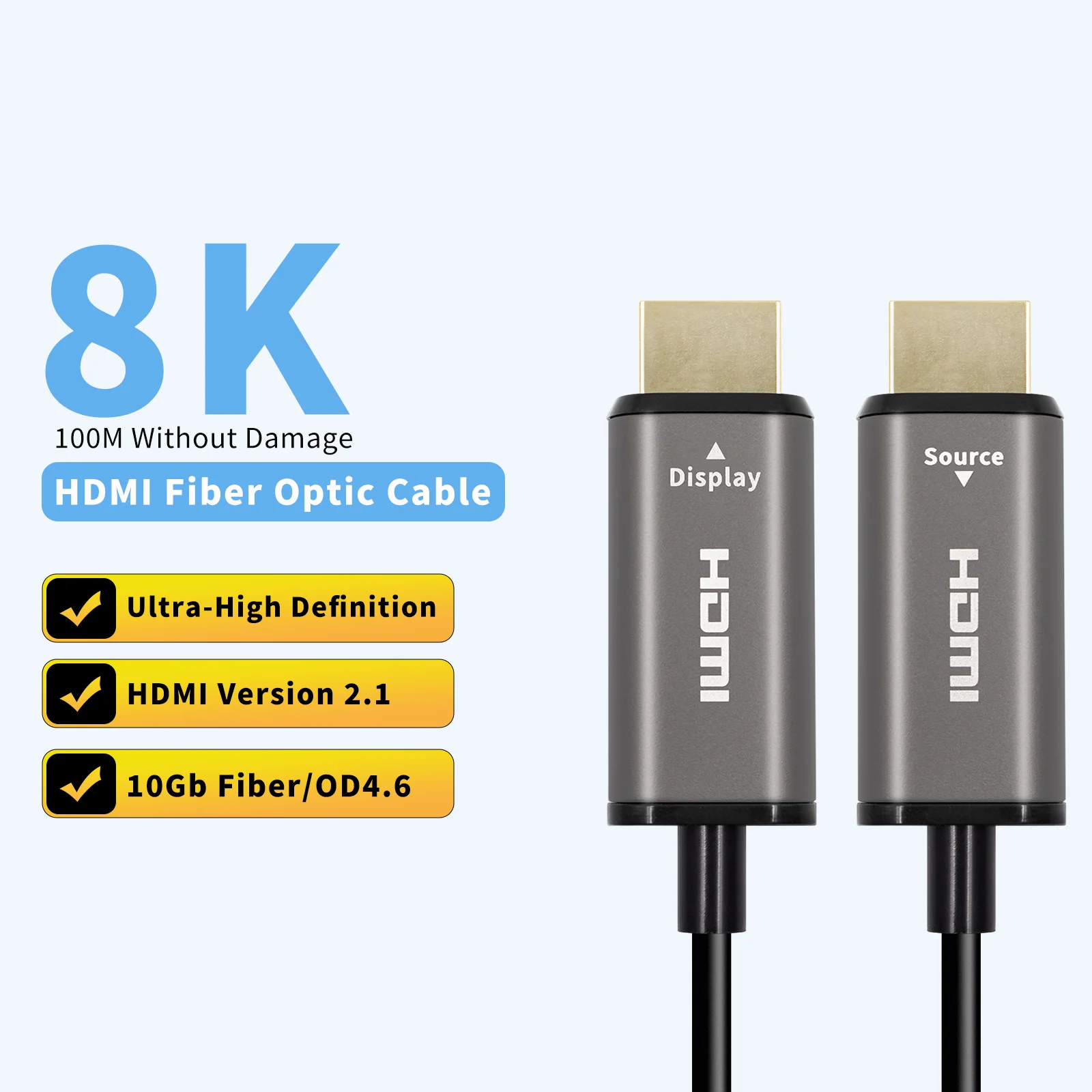 كابل ألياف ضوئية 10M 8K 60 هرتز HDMI 2.1 4K 240 هرتز فائق السرعة 48 جيجابت في الثانية لجهاز عرض التلفزيون XBOX PS5.
