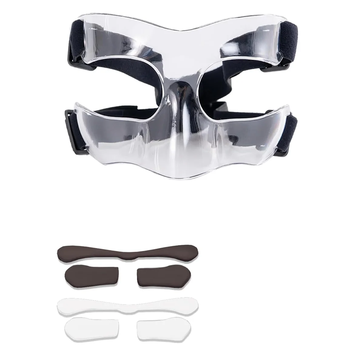 Sports Face Guard, Nose Guard for Broken Nose, Basketball Football Softball Training Face Protect Shield, Clear Open