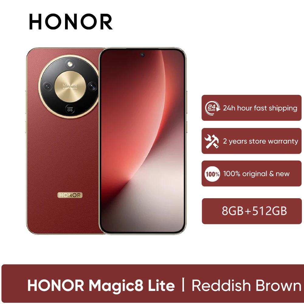 2026 Nieuwe HONOR Magic8 Lite EU Versie 5G Android Smartphone Mobiele Telefoons AMOLED Snapdragon 6 Gen 4 7500mAh 108MP OIS AI Camera