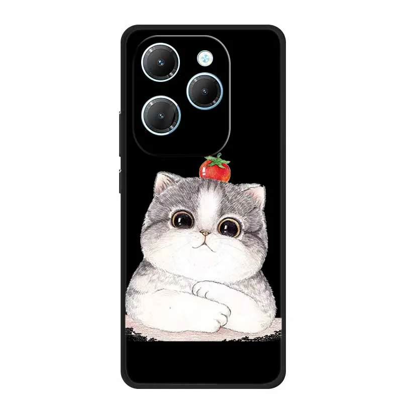 Funda For Infinix Note 40X 5G Case Cute Cartoon Cat Black Silicone Soft Phone Case For Infinix Note 40X Back Cover Case 40 X Bag