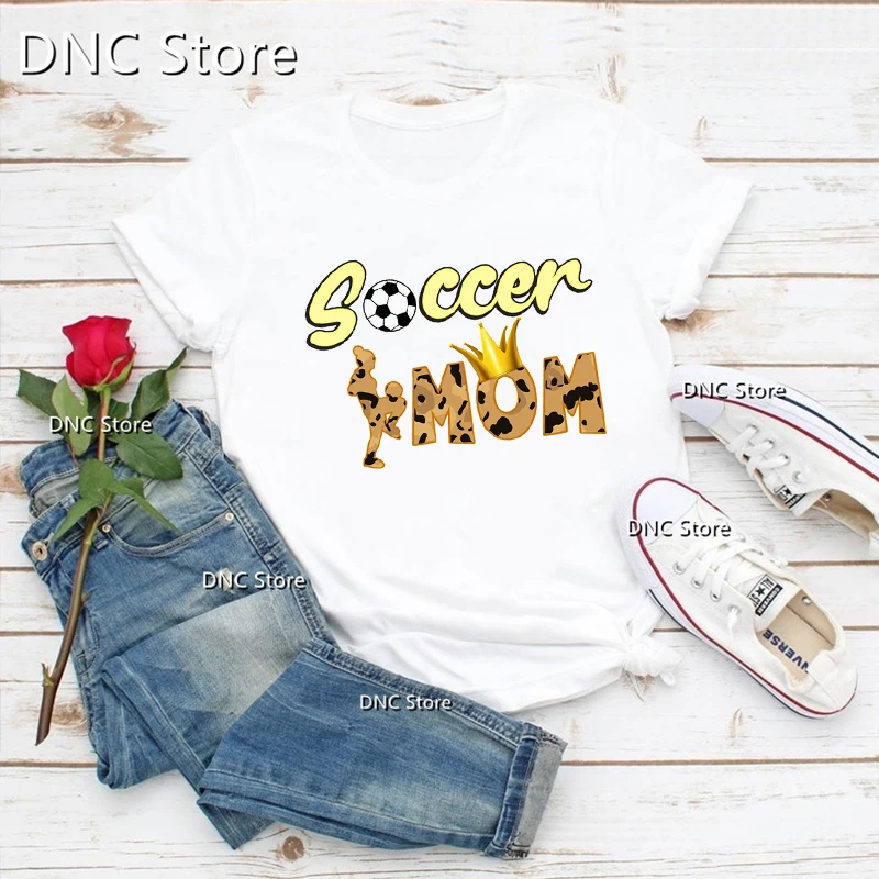 

Soccer Mom Leopard Graphic Print Women's t-shirt Fashion Aesthetic t shirt femme Football Lover Women's tshirt Top Ulzzang Tees