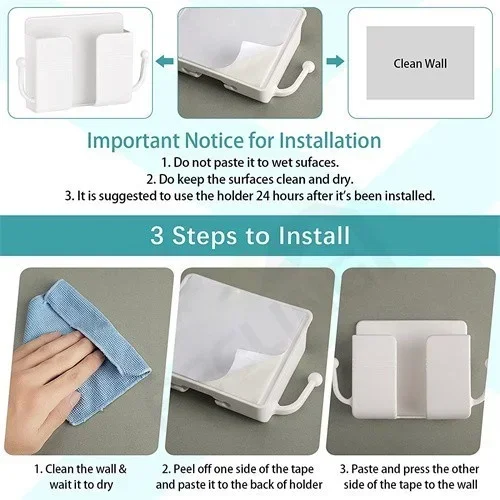 【Fast Delivery】Wall Bracket Wall Organizer Wall Mounted Organizer Shelf Wall Holder Hook Storage Box For Phone/Remote