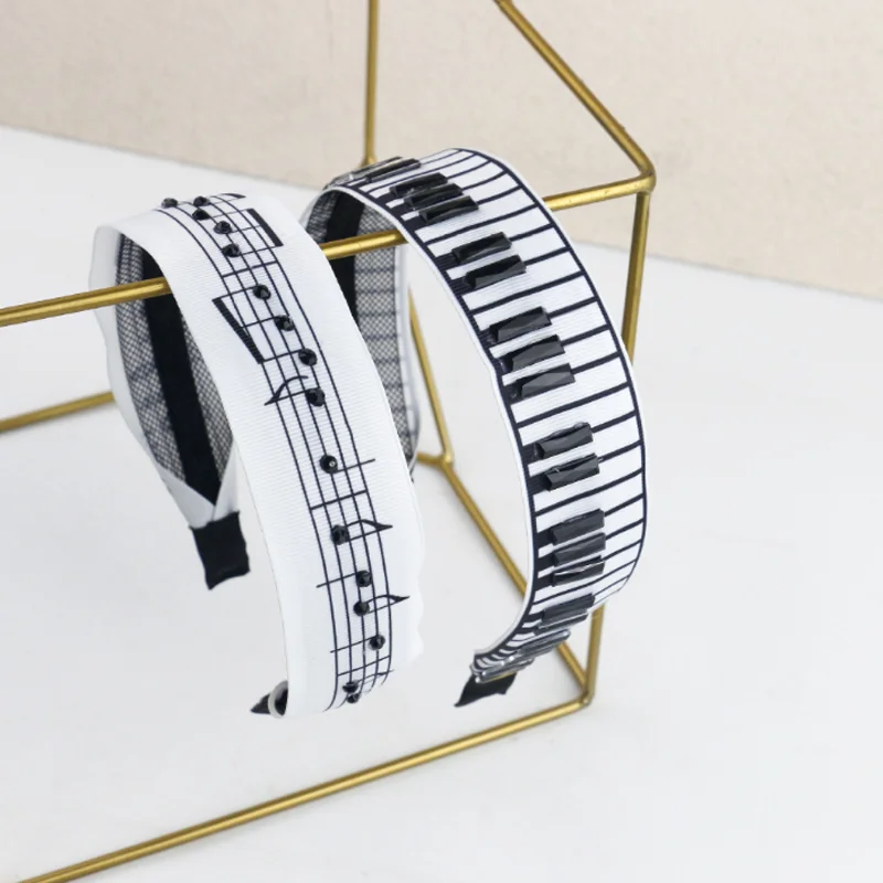Schwarz-Weißes Haarband mit Notenmotiv aus Stoff, Haarschmuck für Gesichtsreinigung und Make-up, Haarspangen zur Dekoration