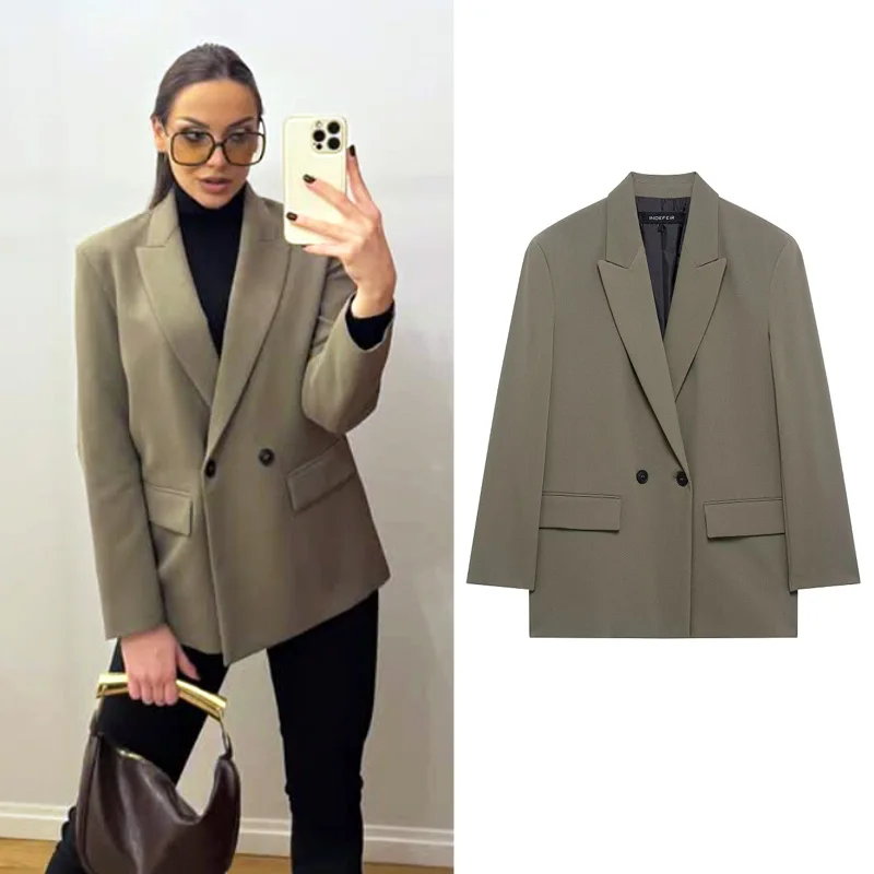 HXAO Blazers elegantes de primavera para mujer 2025, Blazers de manga larga, nuevos en abrigos y chaquetas, prendas de vestir exteriores informales de talla grande a la moda