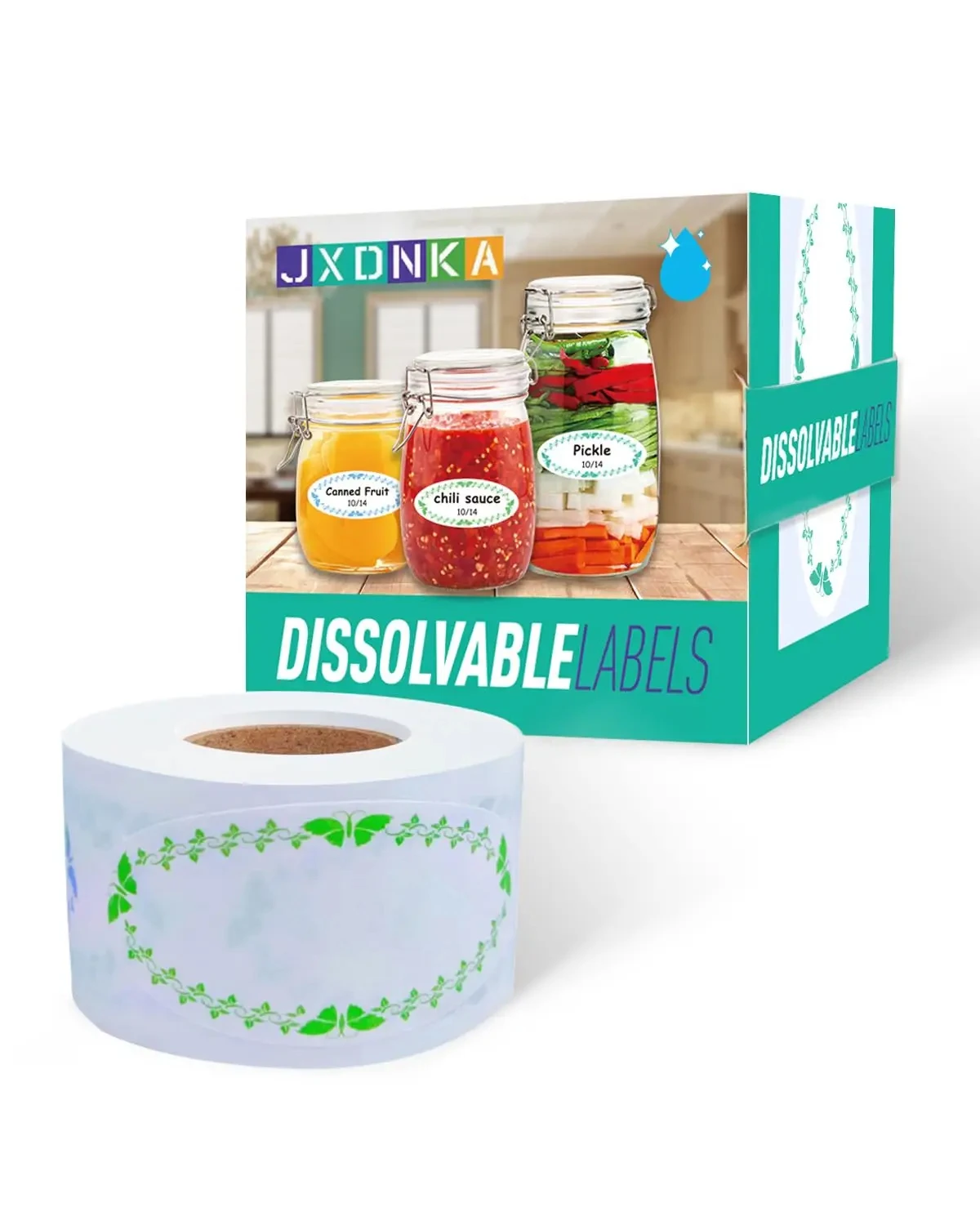 Dissolvable Canning Labels for Jars Removable Food Stickers 150/Roll 1x2.25 in Mason Jar & Canning Labels for Jam Preserves