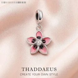 Charm Pendant Pink Radiant Flower,Europe Club Good Jewelry For Women Summer Gift In 925 Sterling Silver
