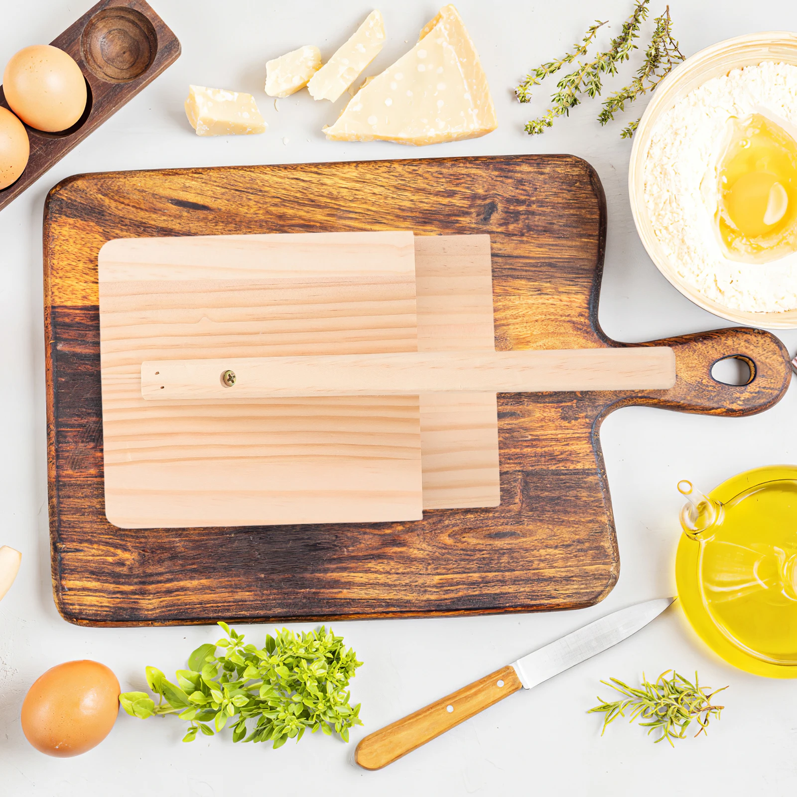 

Wooden Dumpling Press Stainless Steel Dough Press Tool For Dumpling Wrappers Noodles Kitchen Gadget Baking Cooking