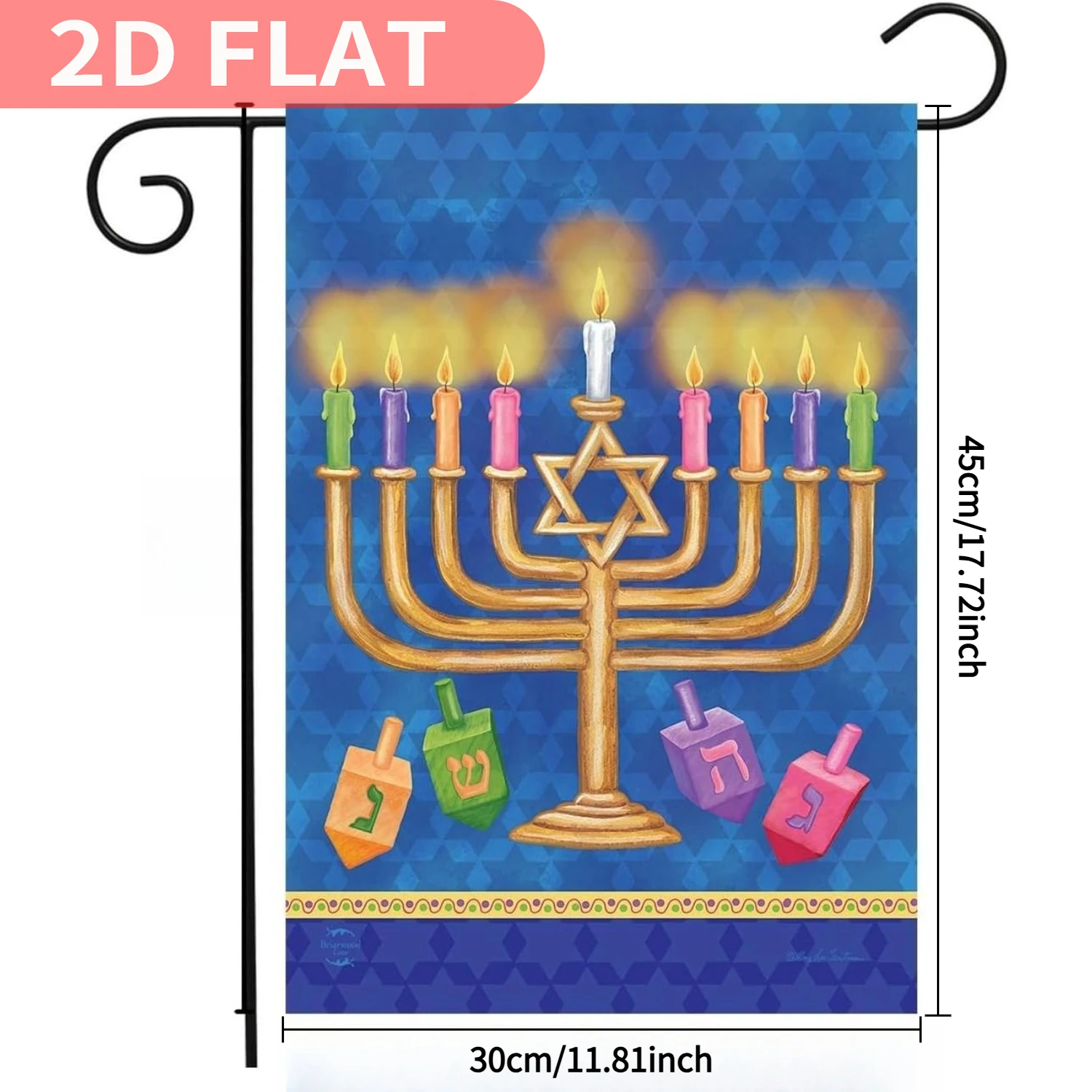 1pc Happy Hanukkah Menorah Garden Flag, 12x18 Inch, Polyester Hanukkah Decor with Menorah