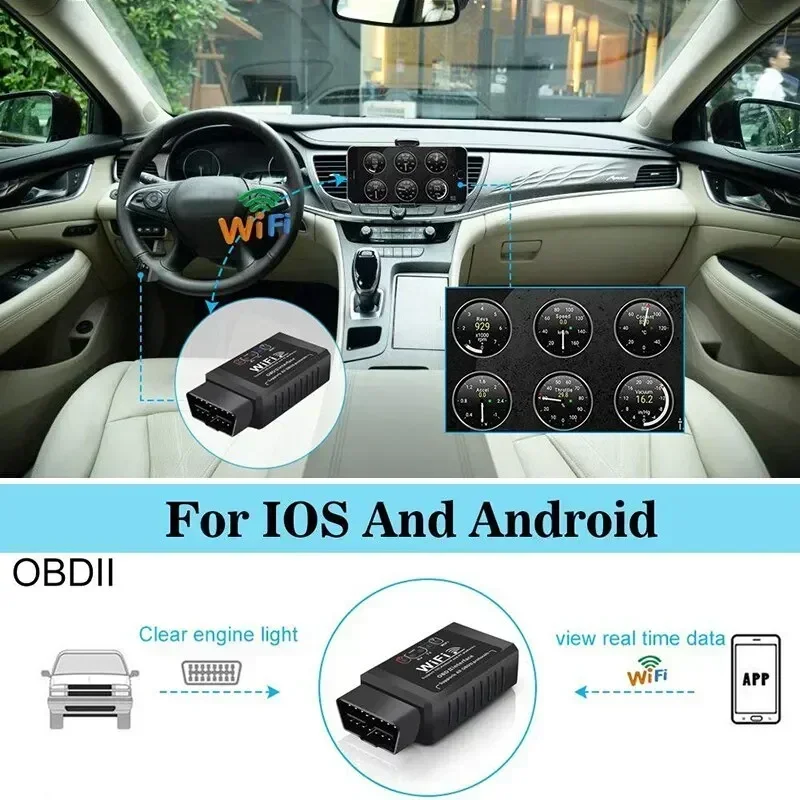 Pemindai OBD2 WIFI ELM327 V1.5 - Pembaca Kode Diagnostik Otomatis iOS/Android