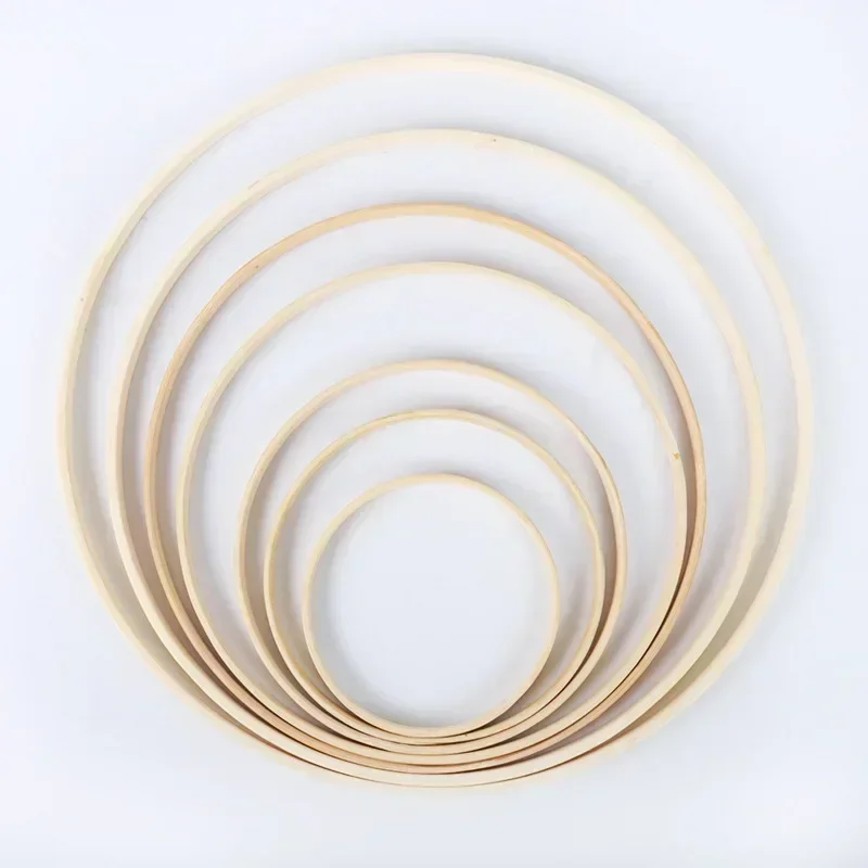 5pcs Round Floral Wreath Hoop Wooden Catcher Ring Bamboo Circle Hoop Frame DIY Wood Wreath Craft Tools Wedding Christmas Decor