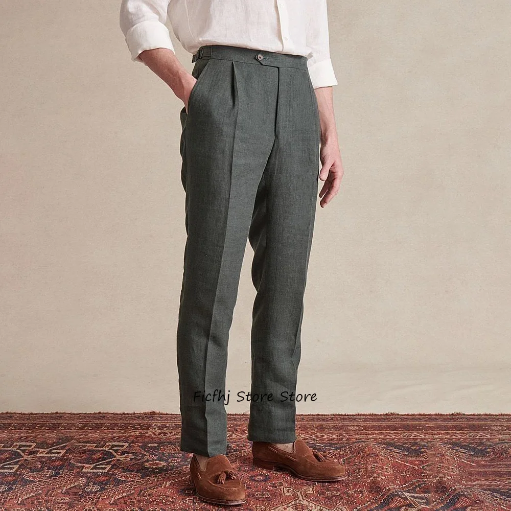 

Рабочие брюки, мужские пошивные брюки для мужчин, легкие повседневные льняные брюки, прямые брюки, удобные однотонные брюки