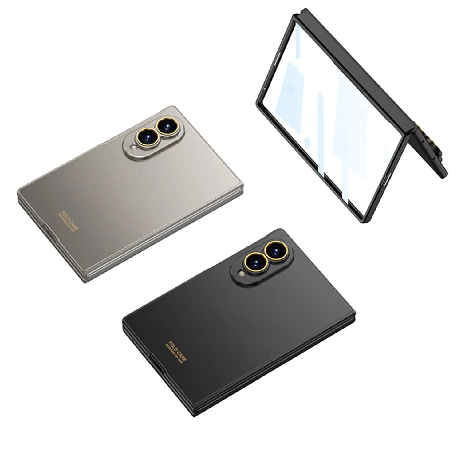 Etui na Samsung Galaxy Z Fold 8, szerokie, ultracienkie, złote, ochronne, z powłoką PC przyjemną w dotyku, pełne pokrycie ekranu, szkło hartowane, odporne na wstrząsy, funda. — zdjęcie produktu 6